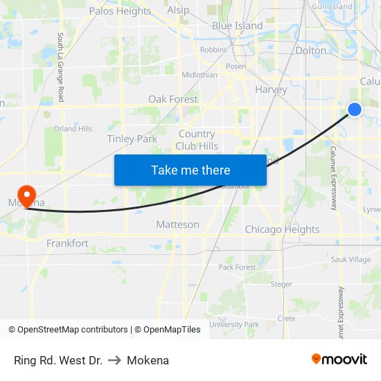 Ring Rd. West Dr. to Mokena map