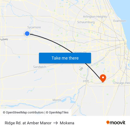 Ridge Rd. at Amber Manor to Mokena map