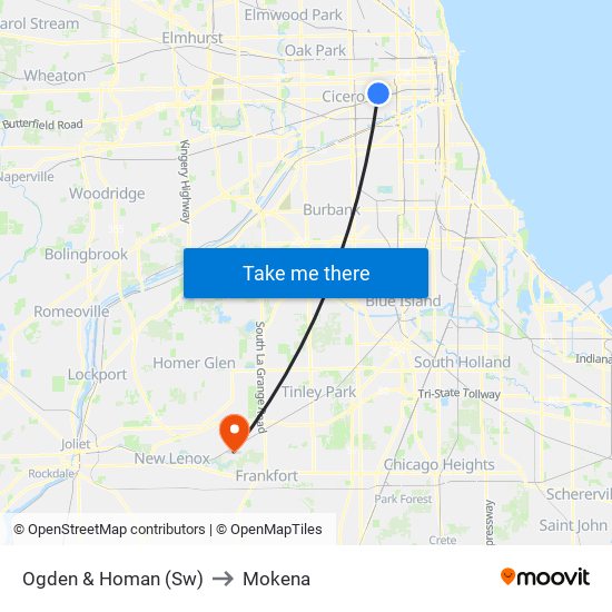 Ogden & Homan (Sw) to Mokena map