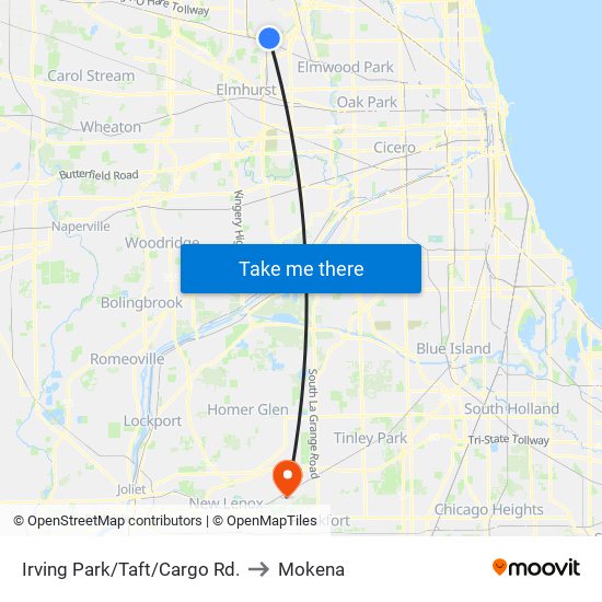 Irving Park/Taft/Cargo Rd. to Mokena map