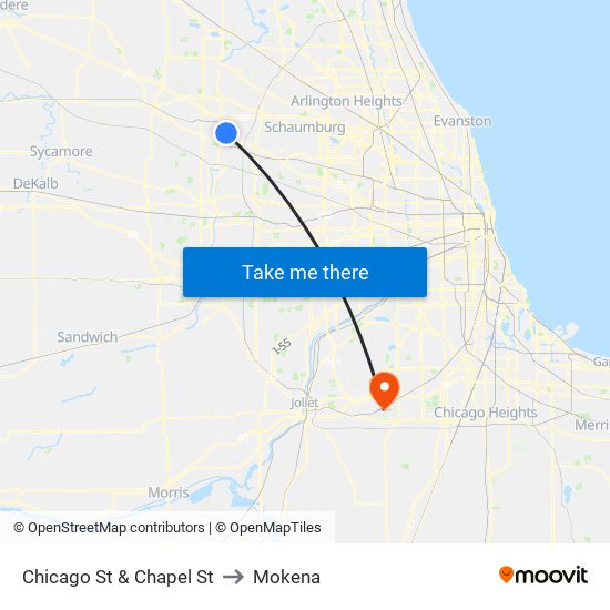 Chicago St & Chapel St to Mokena map