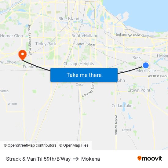 Strack & Van Til 59th/B'Way to Mokena map