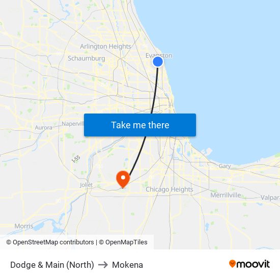 Dodge & Main (North) to Mokena map