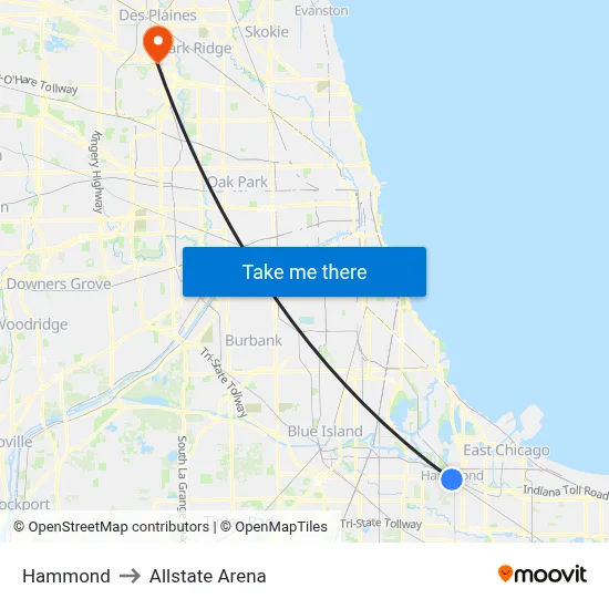 Hammond to Allstate Arena map