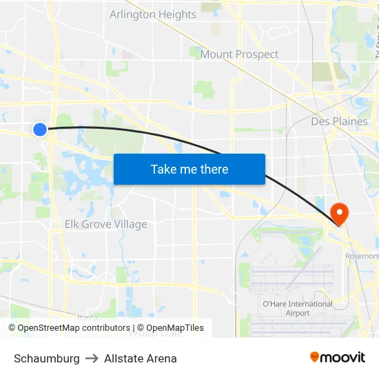 Schaumburg to Allstate Arena map