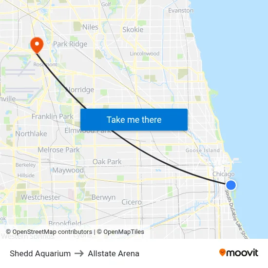 Shedd Aquarium to Allstate Arena map