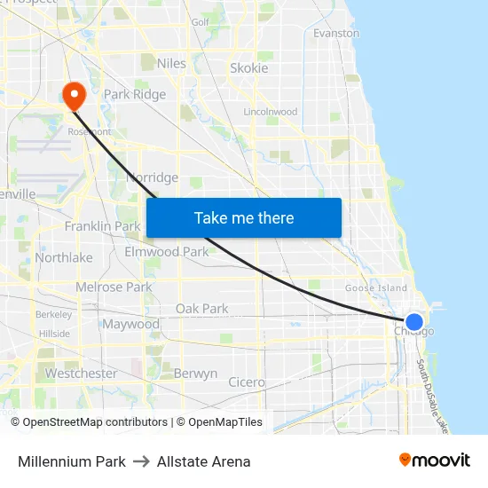 Millennium Park to Allstate Arena map