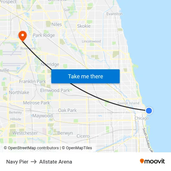 Navy Pier to Allstate Arena map