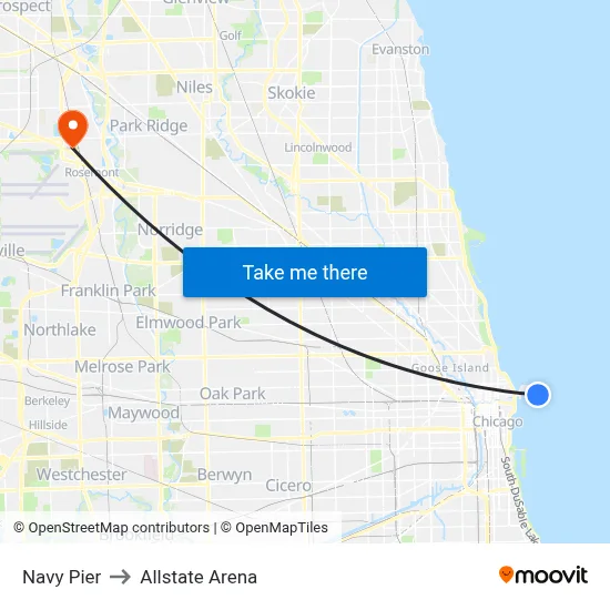 Navy Pier to Allstate Arena map