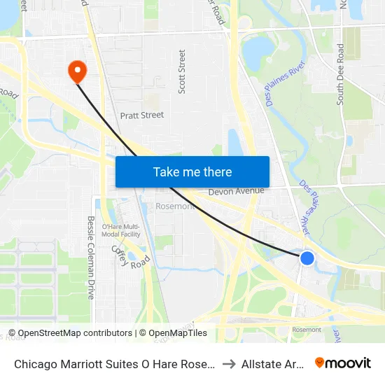 Chicago Marriott Suites O Hare Rosemont to Allstate Arena map