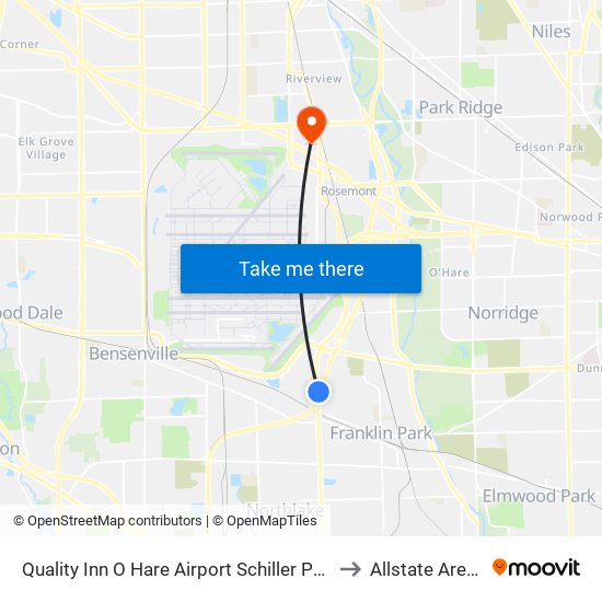 Quality Inn O Hare Airport Schiller Park to Allstate Arena map
