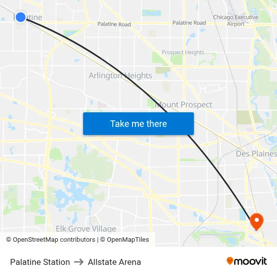 Palatine Station to Allstate Arena map