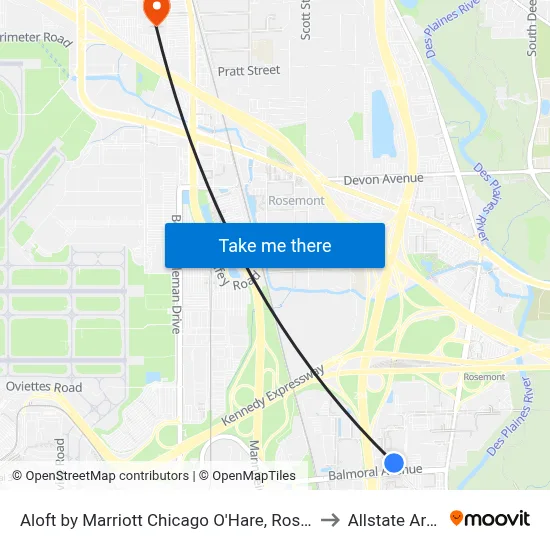 Aloft by Marriott Chicago O'Hare, Rosemont to Allstate Arena map