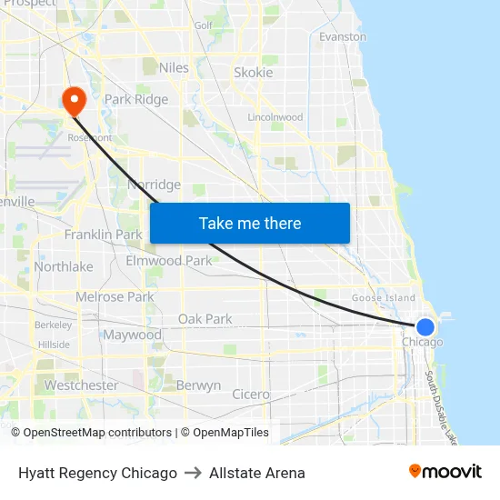 Hyatt Regency Chicago to Allstate Arena map