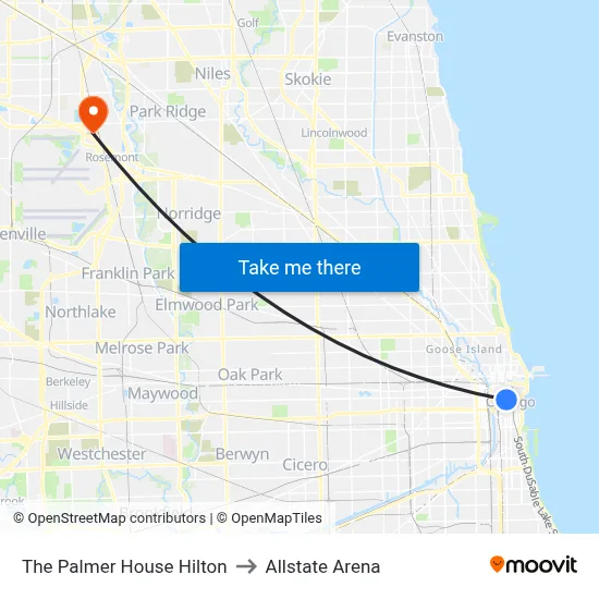 The Palmer House Hilton to Allstate Arena map