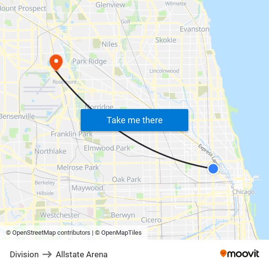 Division to Allstate Arena map