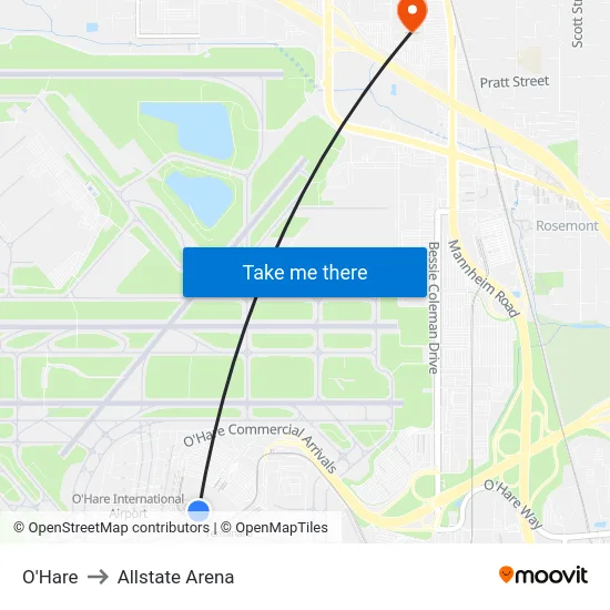O'Hare to Allstate Arena map