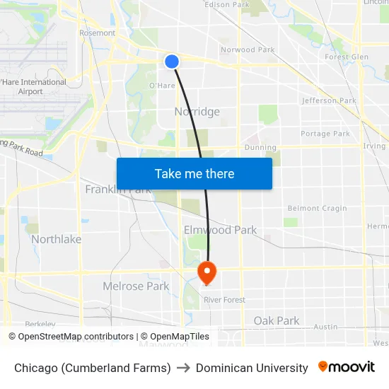 Chicago (Cumberland Farms) to Dominican University map