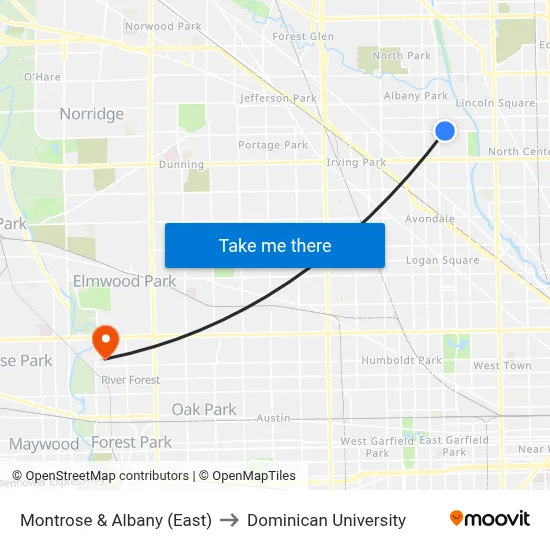 Montrose & Albany (East) to Dominican University map