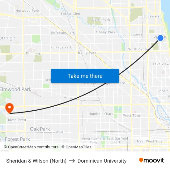Sheridan & Wilson (North) to Dominican University map