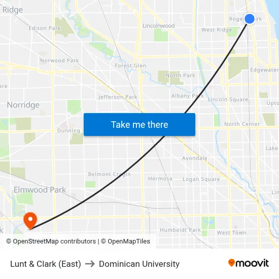 Lunt & Clark (East) to Dominican University map