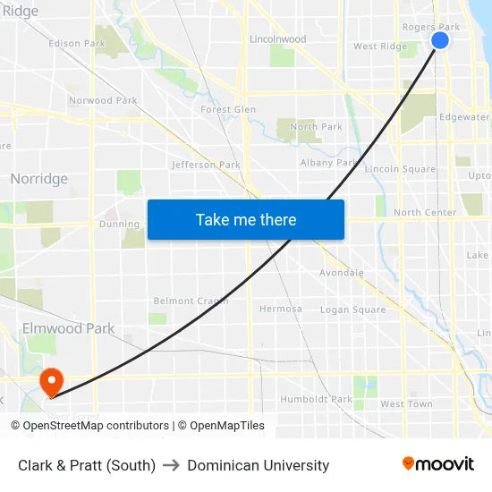 Clark & Pratt (South) to Dominican University map