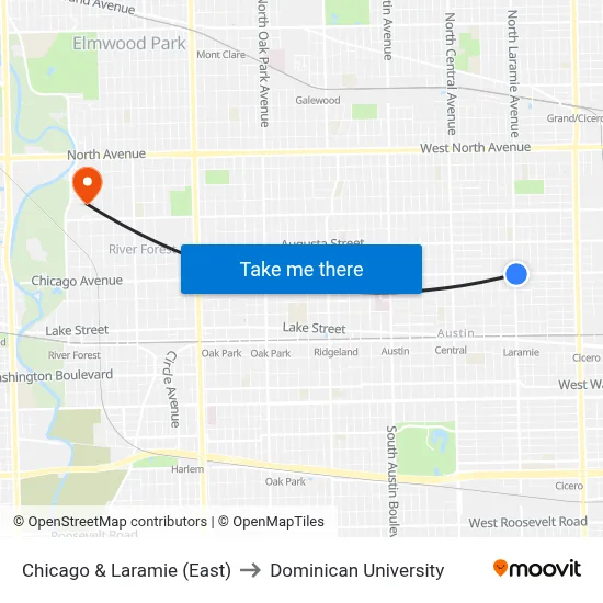 Chicago & Laramie (East) to Dominican University map