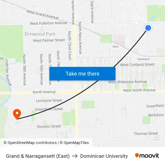 Grand & Narragansett (East) to Dominican University map
