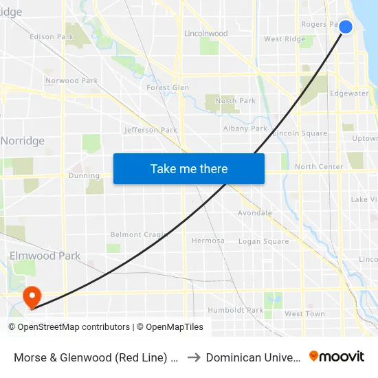 Morse & Glenwood (Red Line) (East) to Dominican University map