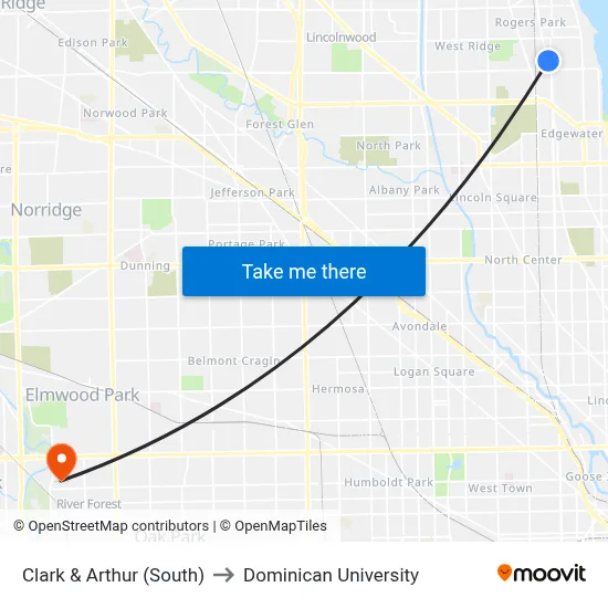 Clark & Arthur (South) to Dominican University map
