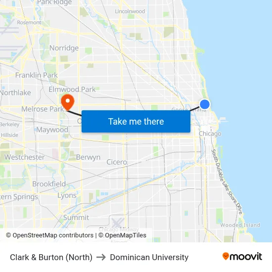 Clark & Burton (North) to Dominican University map