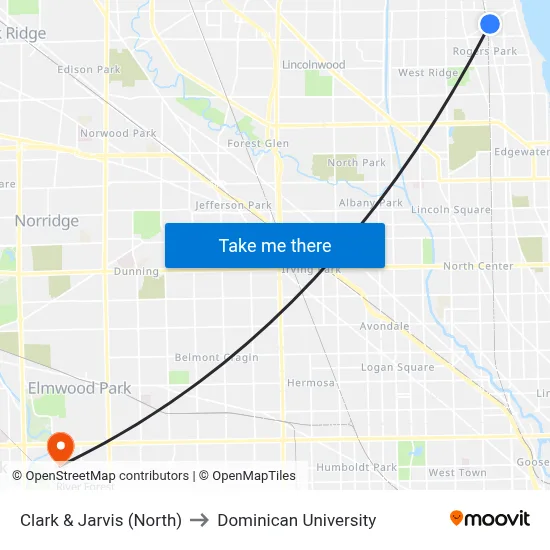 Clark & Jarvis (North) to Dominican University map