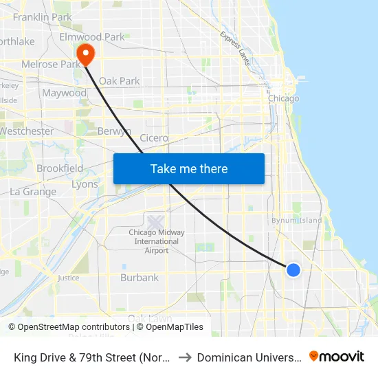 King Drive & 79th Street (North) to Dominican University map