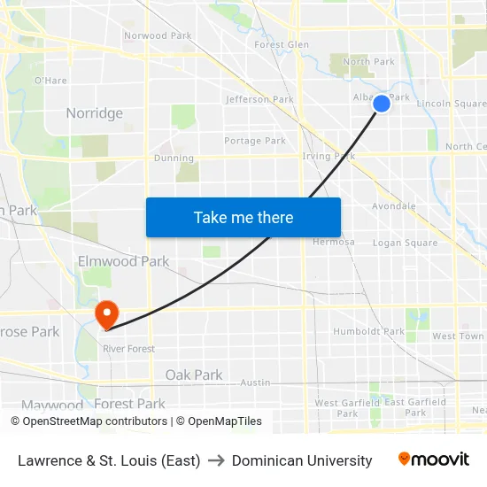 Lawrence & St. Louis (East) to Dominican University map