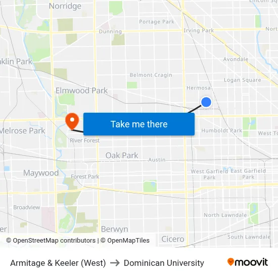 Armitage & Keeler (West) to Dominican University map