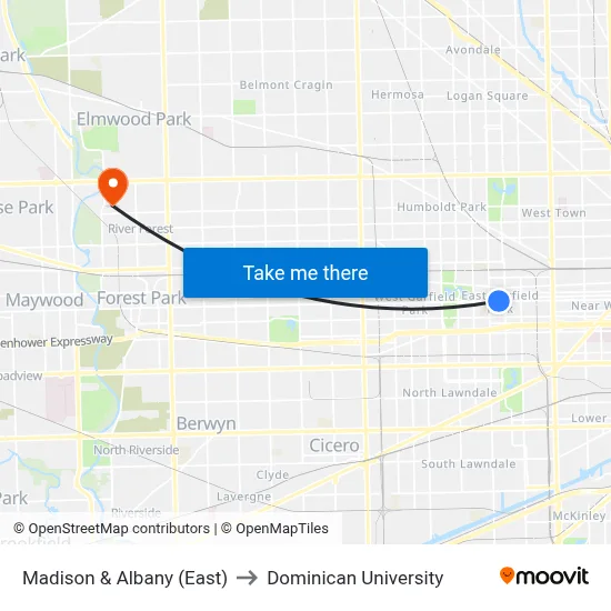 Madison & Albany (East) to Dominican University map