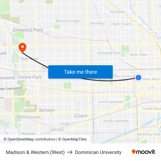 Madison & Western (West) to Dominican University map