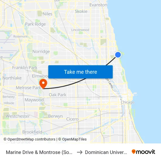 Marine Drive & Montrose (South) to Dominican University map