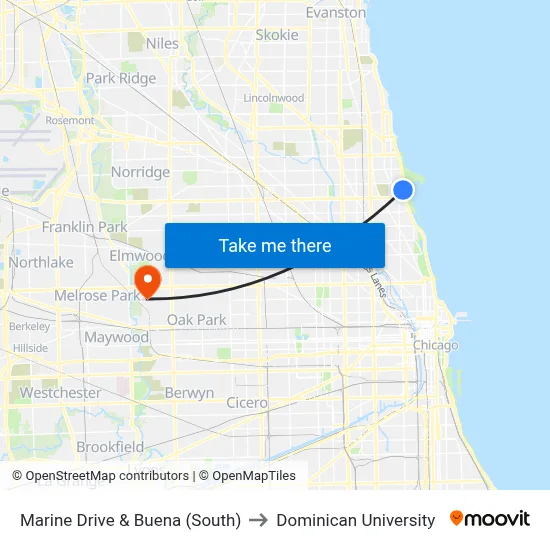 Marine Drive & Buena (South) to Dominican University map
