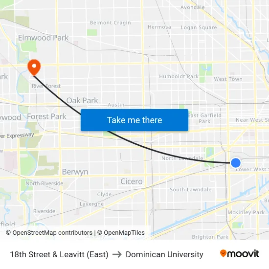 18th Street & Leavitt (East) to Dominican University map