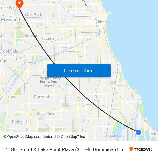 118th Street & Lake Point Plaza (3600 E) (West) to Dominican University map