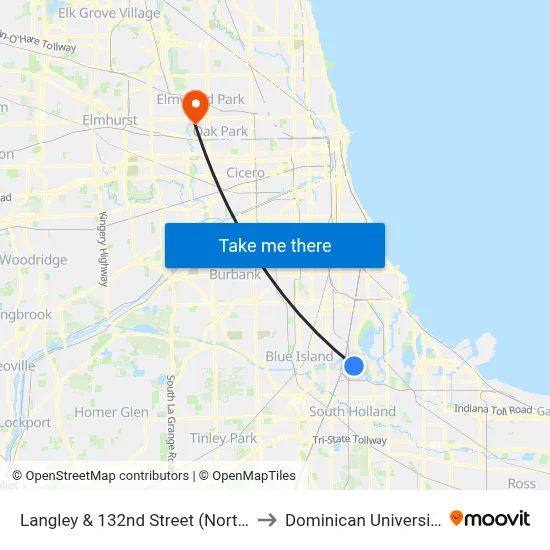 Langley & 132nd Street (North) to Dominican University map