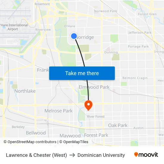 Lawrence & Chester (West) to Dominican University map