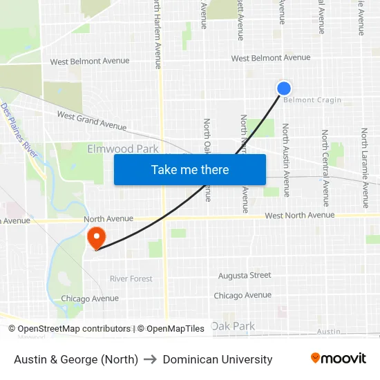 Austin & George (North) to Dominican University map