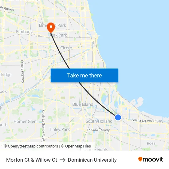 Morton Ct & Willow Ct to Dominican University map