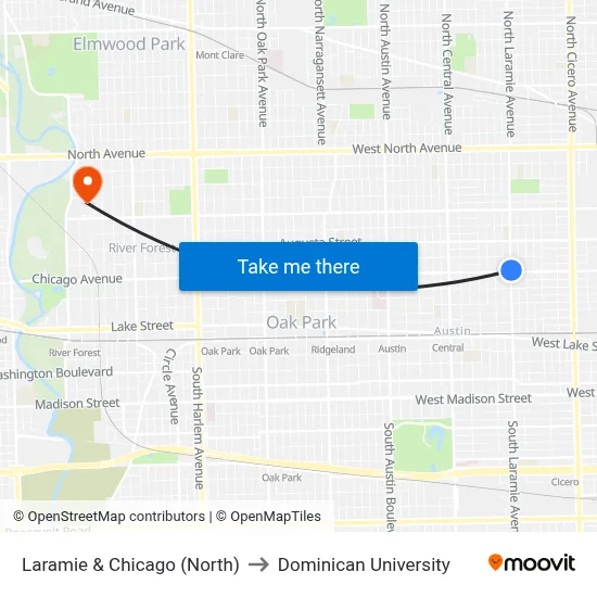 Laramie & Chicago (North) to Dominican University map