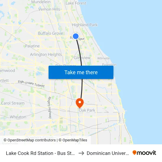 Lake Cook Rd Station - Bus Stop A to Dominican University map