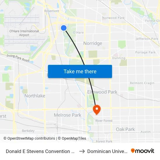 Donald E Stevens Convention Center to Dominican University map