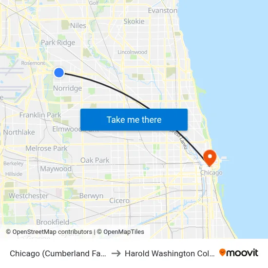 Chicago (Cumberland Farms) to Harold Washington College map