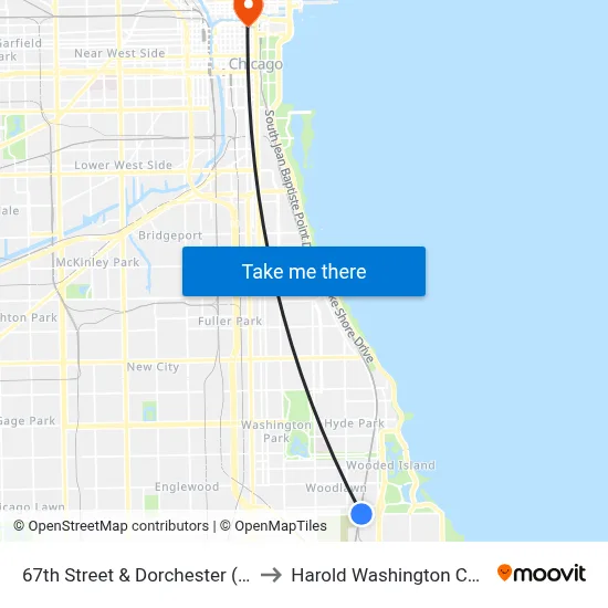 67th Street & Dorchester (West) to Harold Washington College map